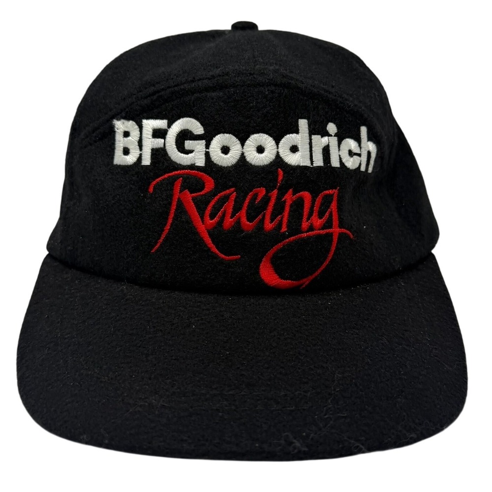 Vintage BF Goodrich Racing Hat Mens Black Wool Blend Embroidered 90s